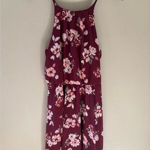 Blue Rain Burgundy Floral Dress